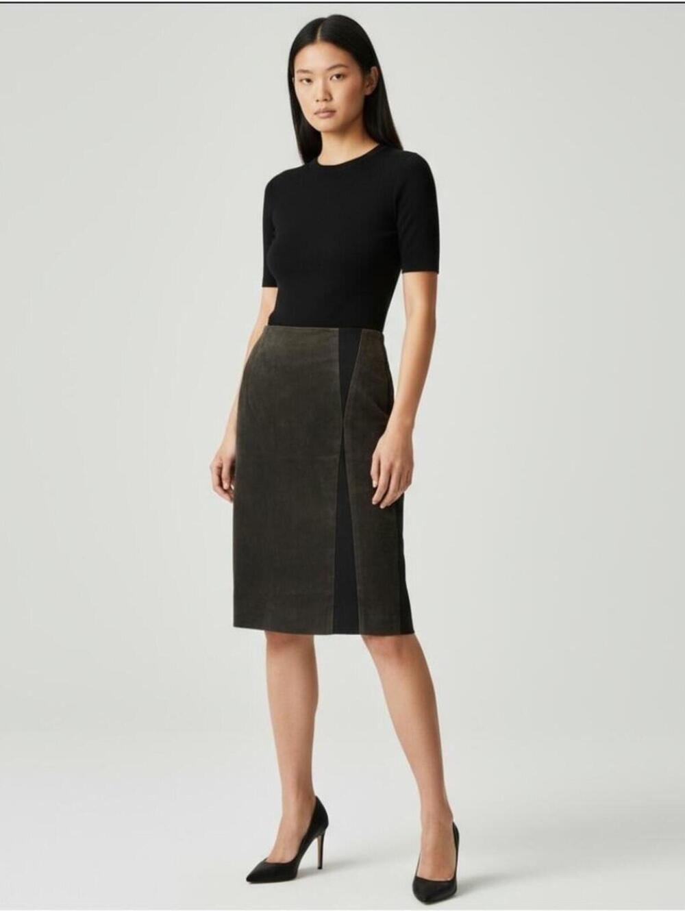 Poleci Black Brown Midi Size 6 Skirt